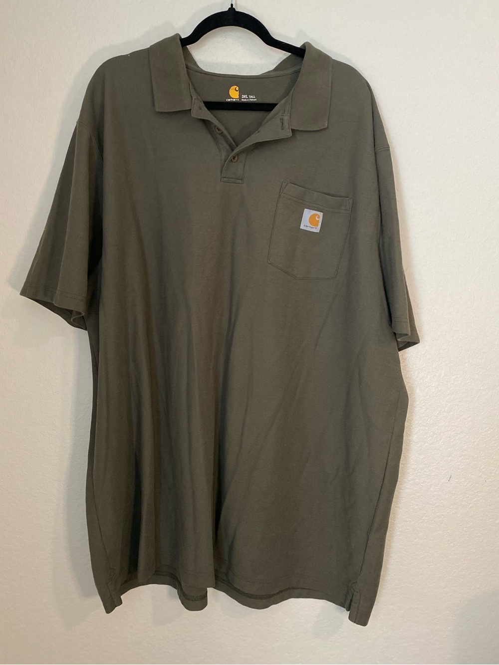 Carhartt Front Pocket Collared Cotton Olive Green Polo Men Size 3XL Tall